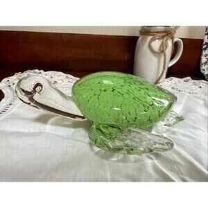 Murano Style Sea Turtle Glass Paperweight Figurine Hand Blown EUC 5.5x4.5”